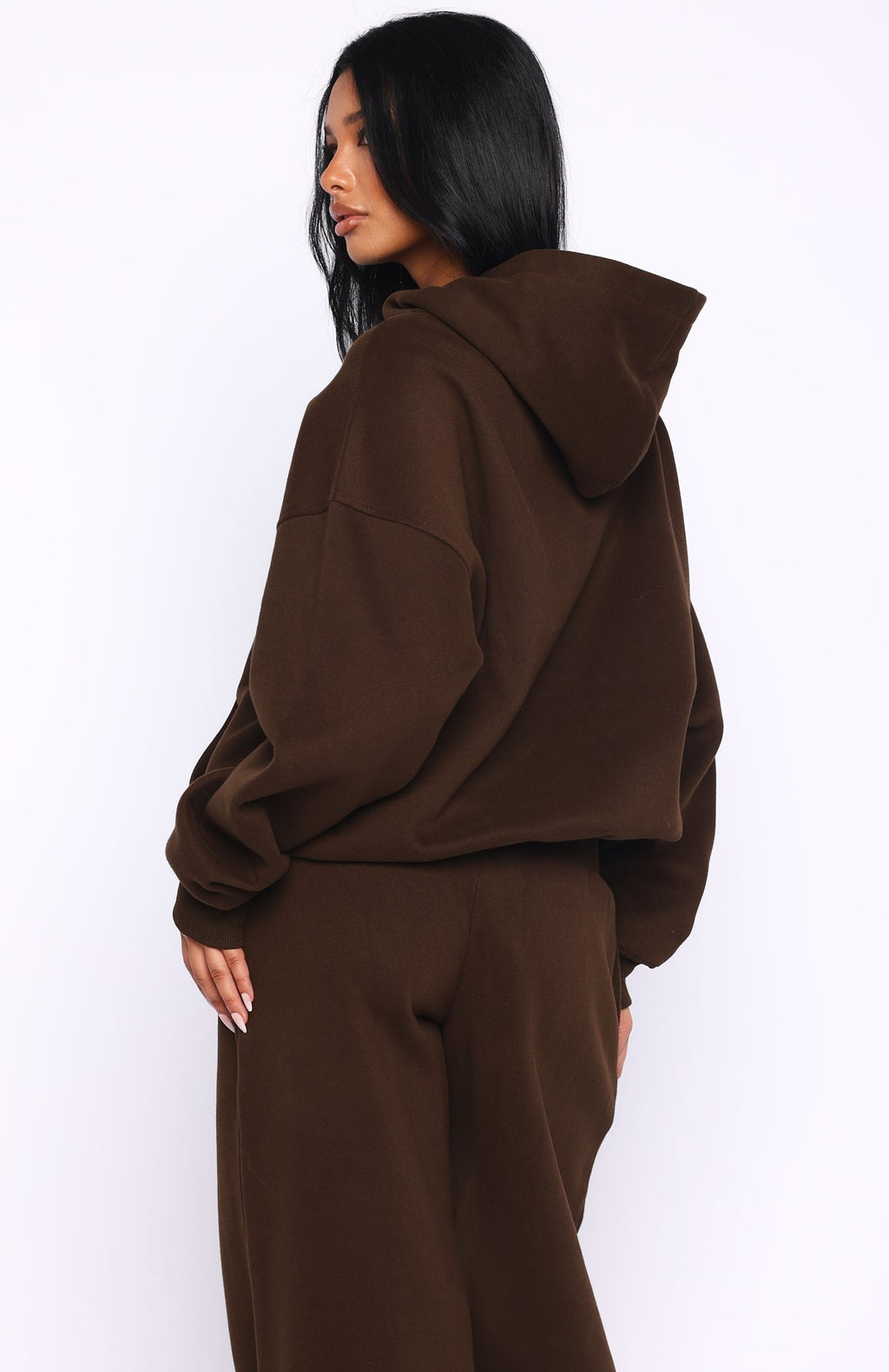 White Fox Come A Long Way Oversized Hoodie Chocolate