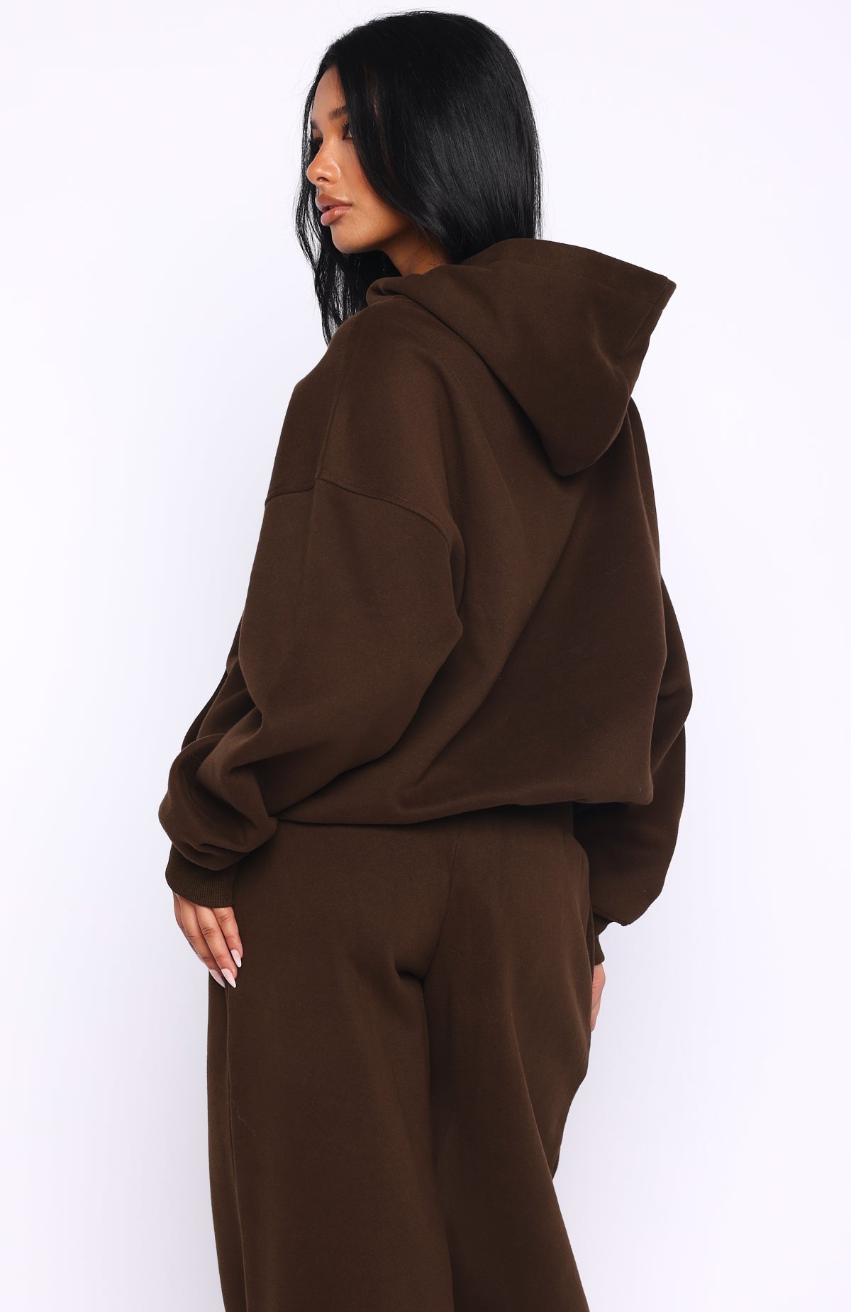 White Fox Come A Long Way Oversized Hoodie Chocolate