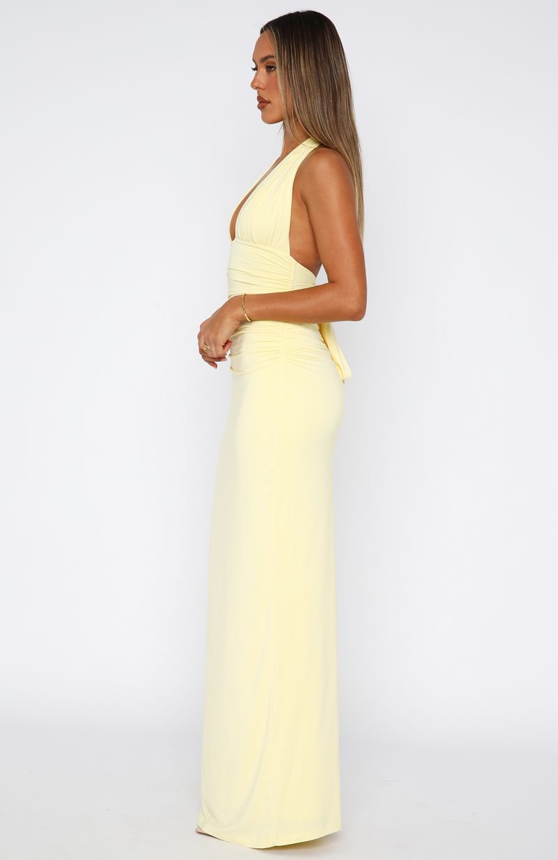 White Fox Say What You Feel Halter Maxi Dress Lemon
