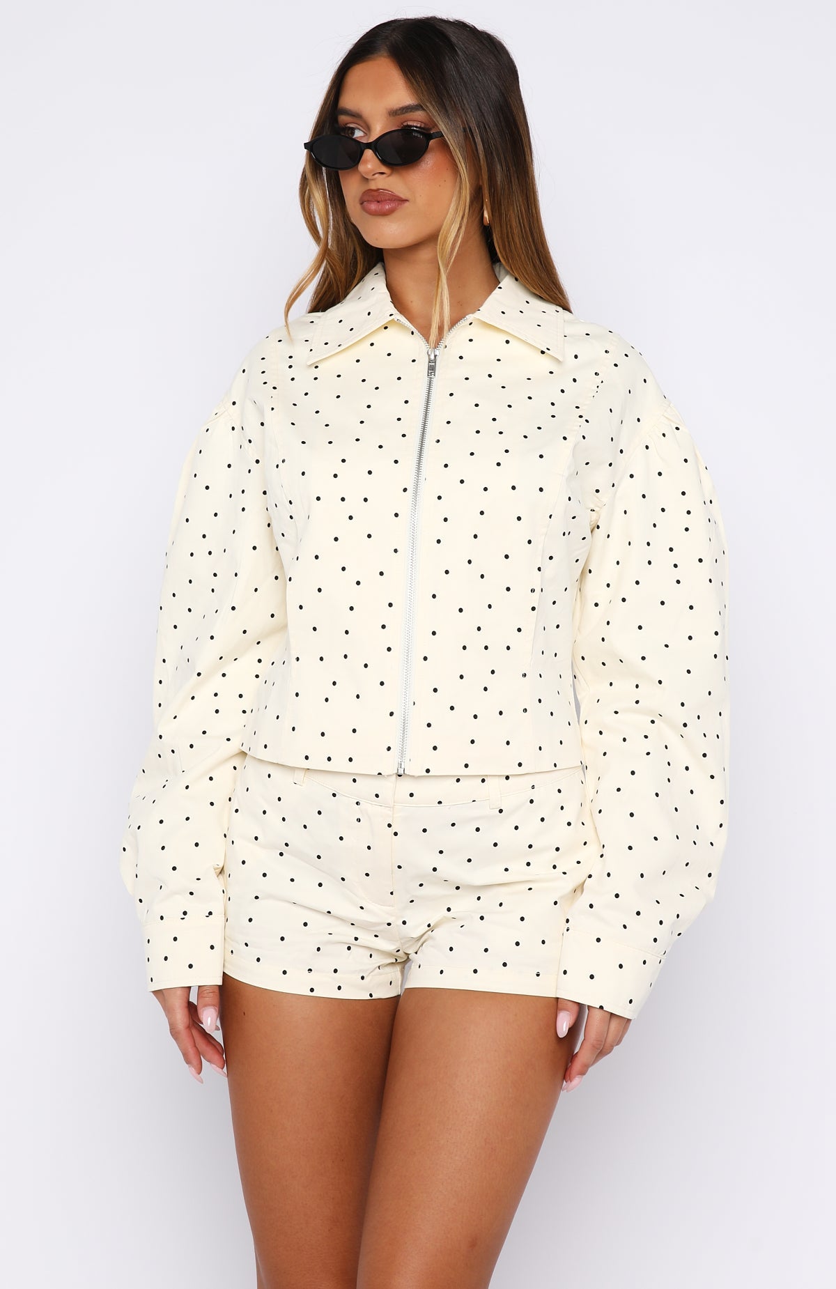 White Fox Treasure Me Shorts Cream/Black Polka Dot
