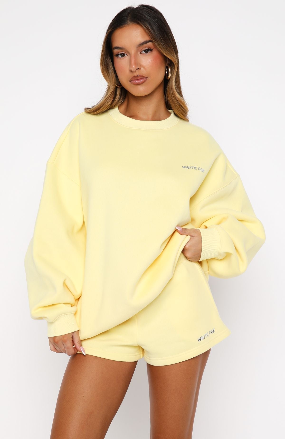 White Fox Test Drive Oversized Sweater Lemon