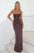 White Fox Kiss The Girl Strapless Maxi Dress Chocolate