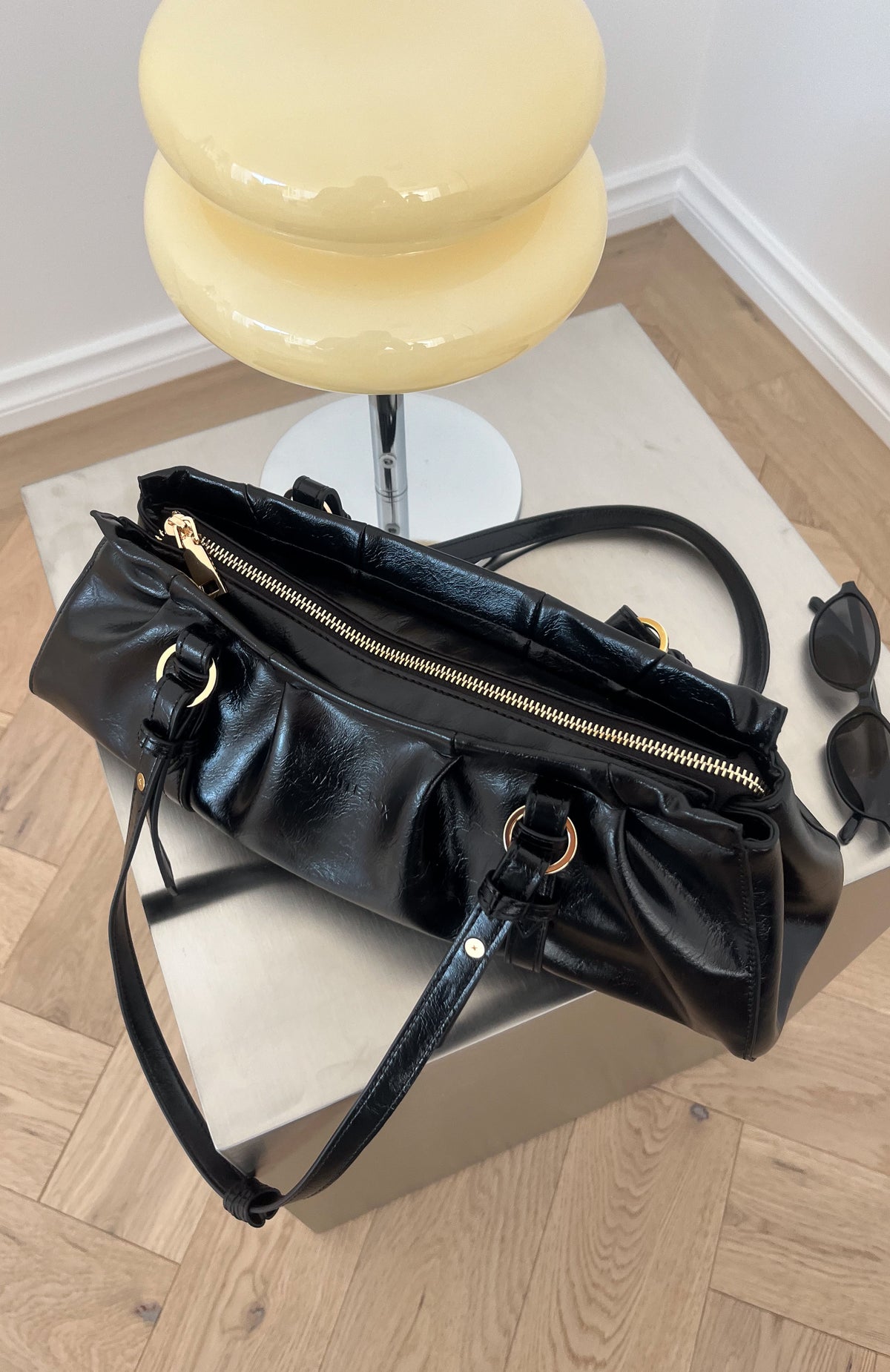 White Fox Aveline Shoulder Bag Black PU