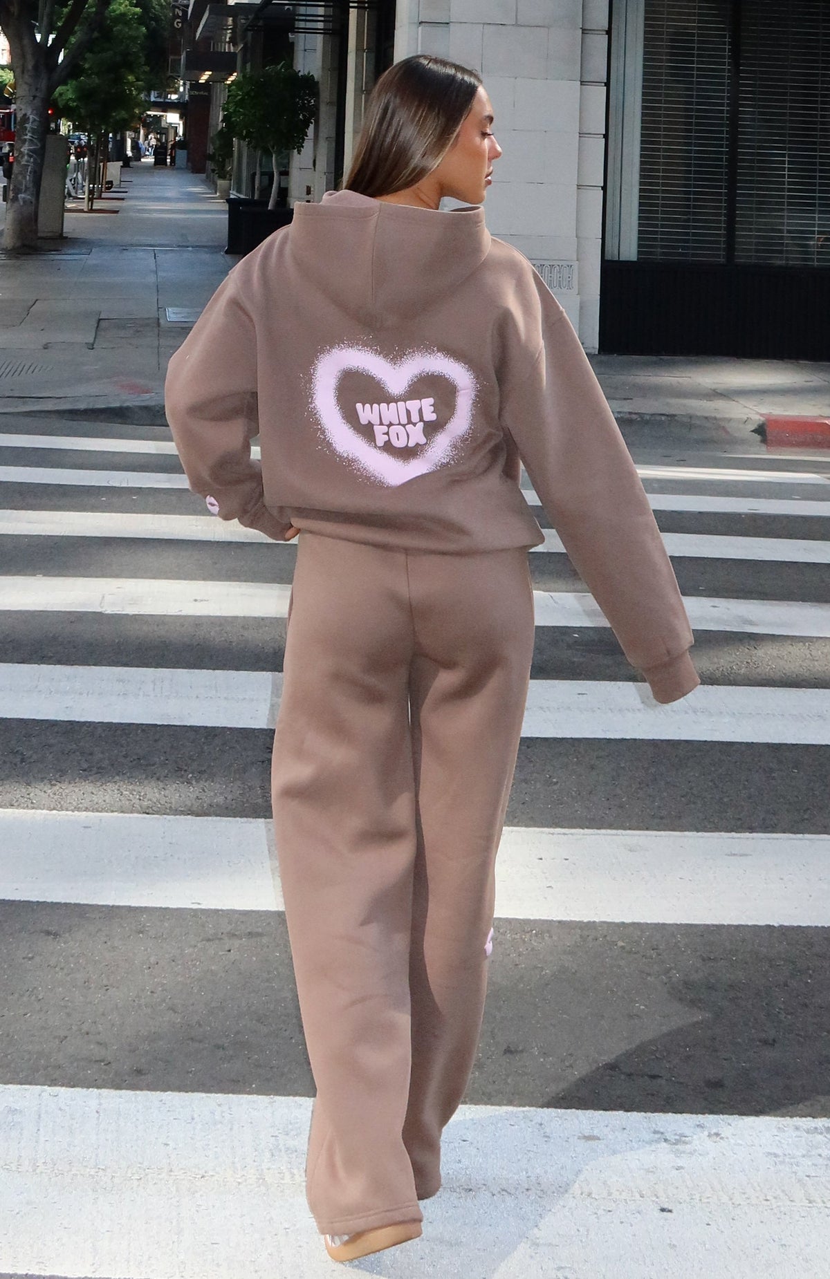 White Fox 11th Street City Girl At Heart Wide Leg Sweatpants Cinnamon Bun