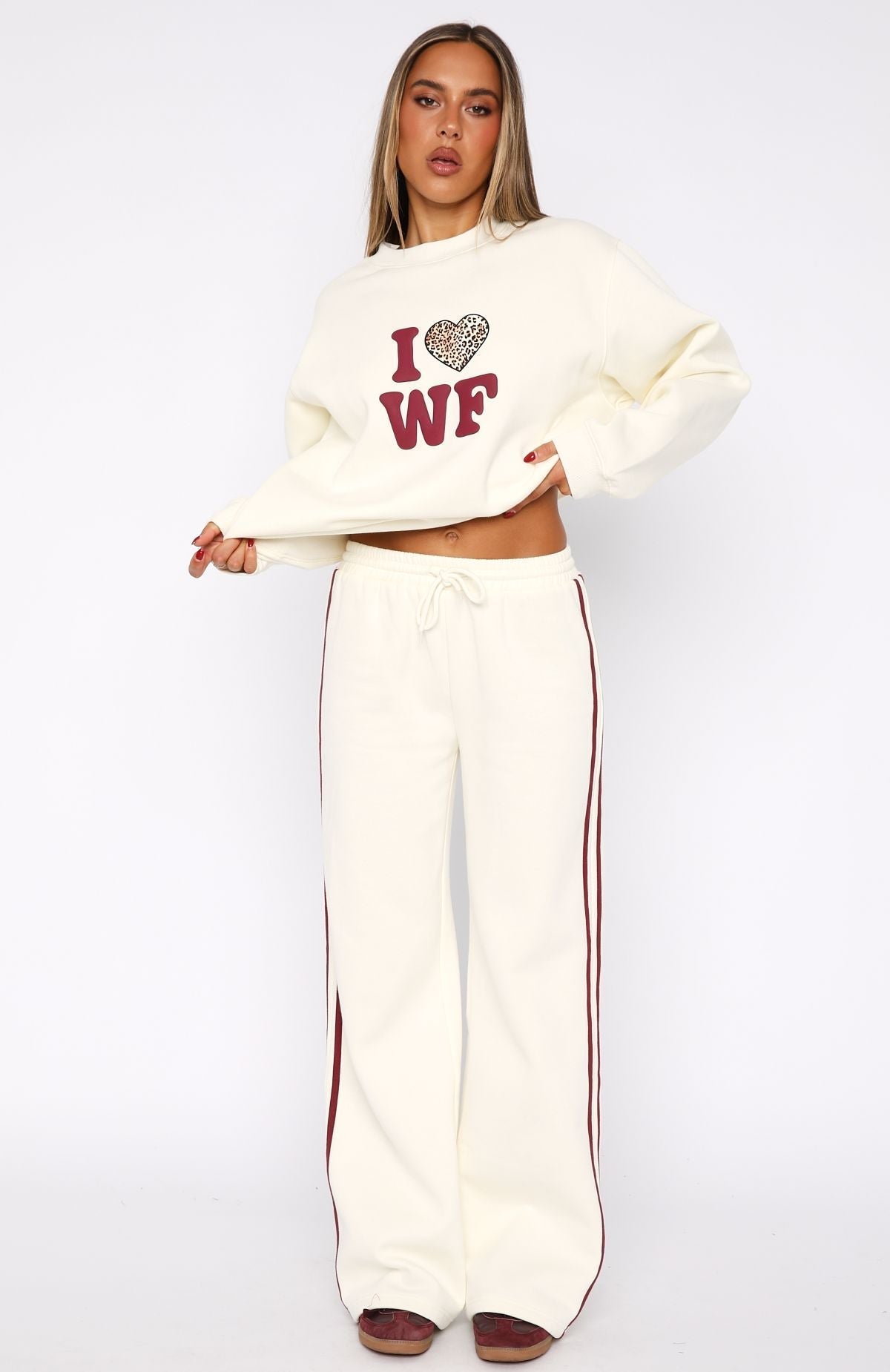 White Fox 11th Street Out & About Wide Leg Sweatpants Cake Batter