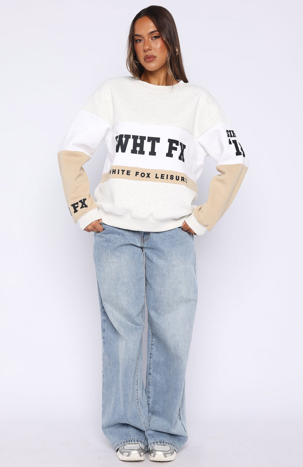 White Fox Latest And Greatest Oversized Sweater Neutral