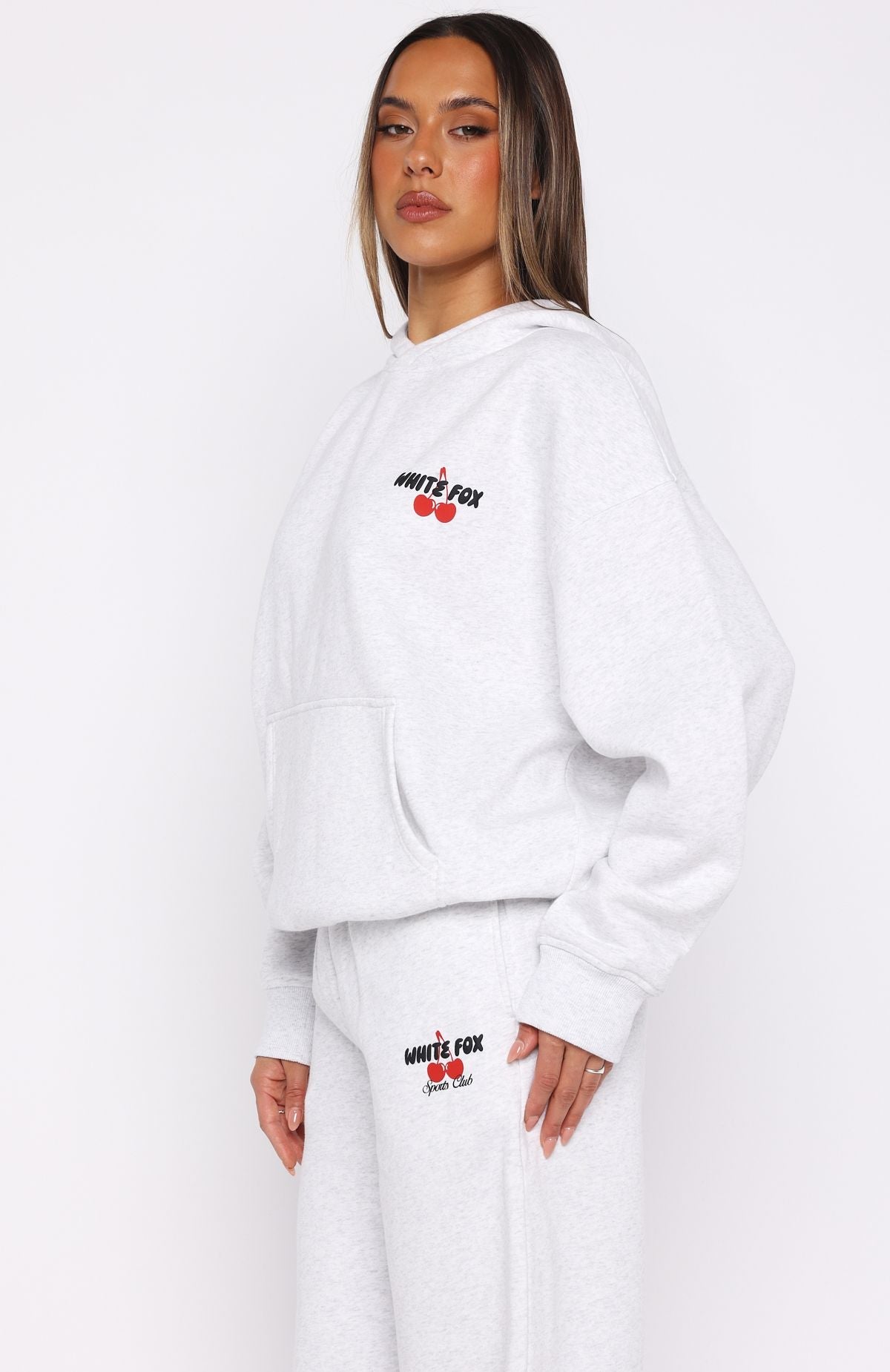 White Fox Club 14 Cassie Boxy Hoodie Grey Marle