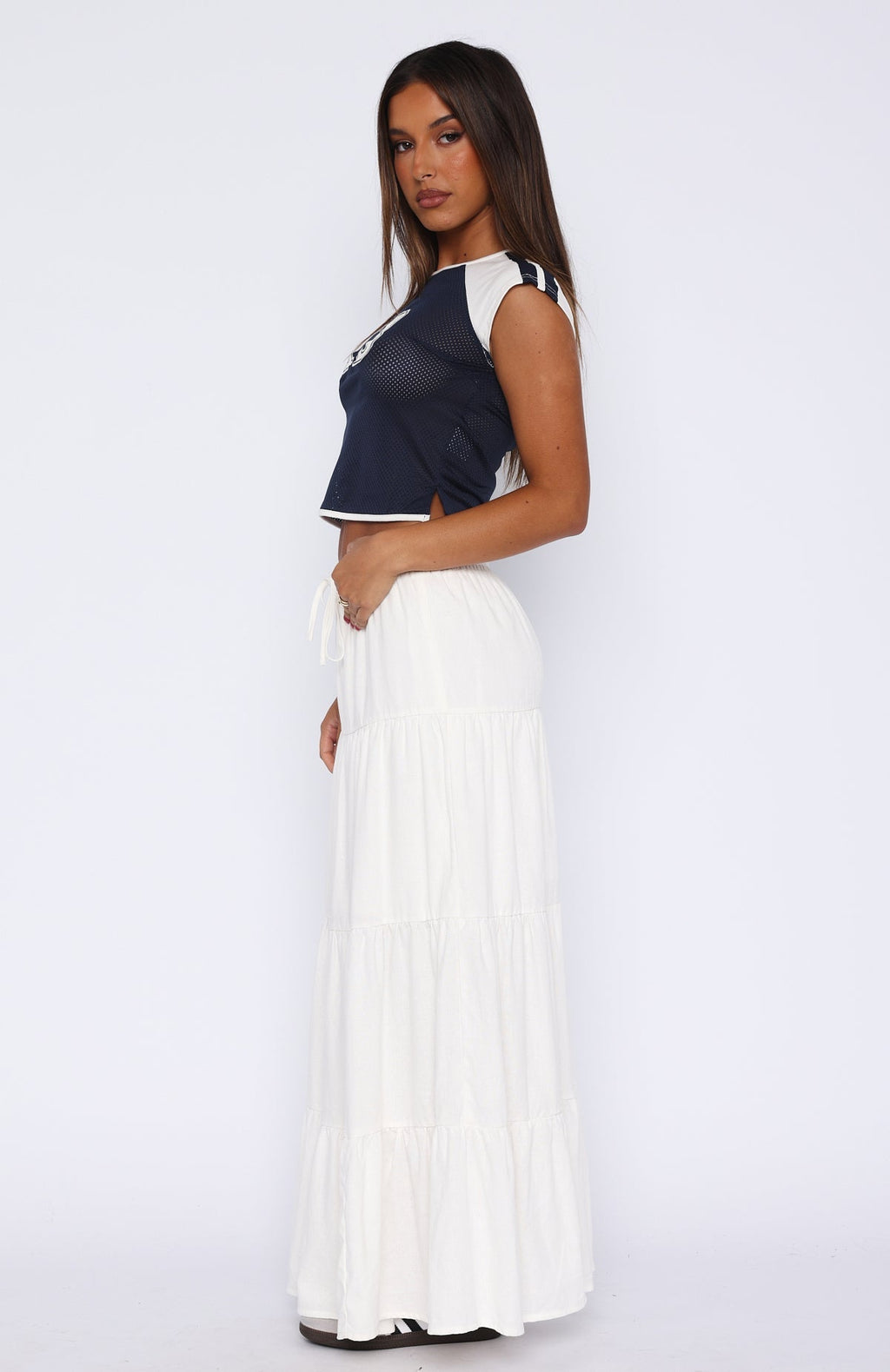 White Fox In That Moment Maxi Skirt White