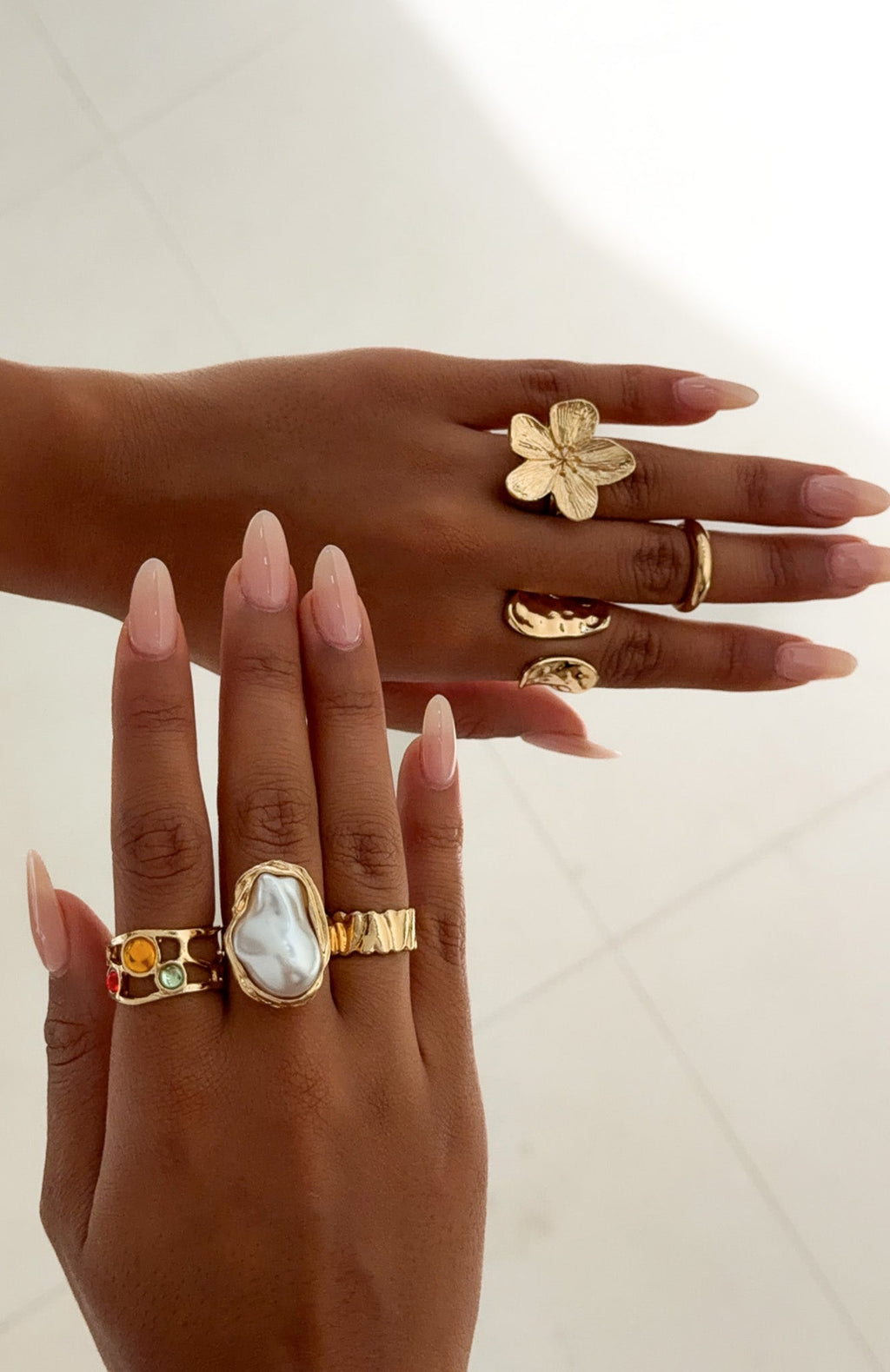 White Fox Signe Ring Set Gold
