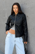 White Fox Never Possible PU Jacket Black