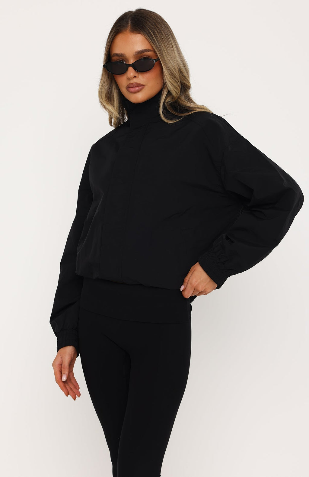 White Fox Cool Vibe Funnel Neck Jacket Black