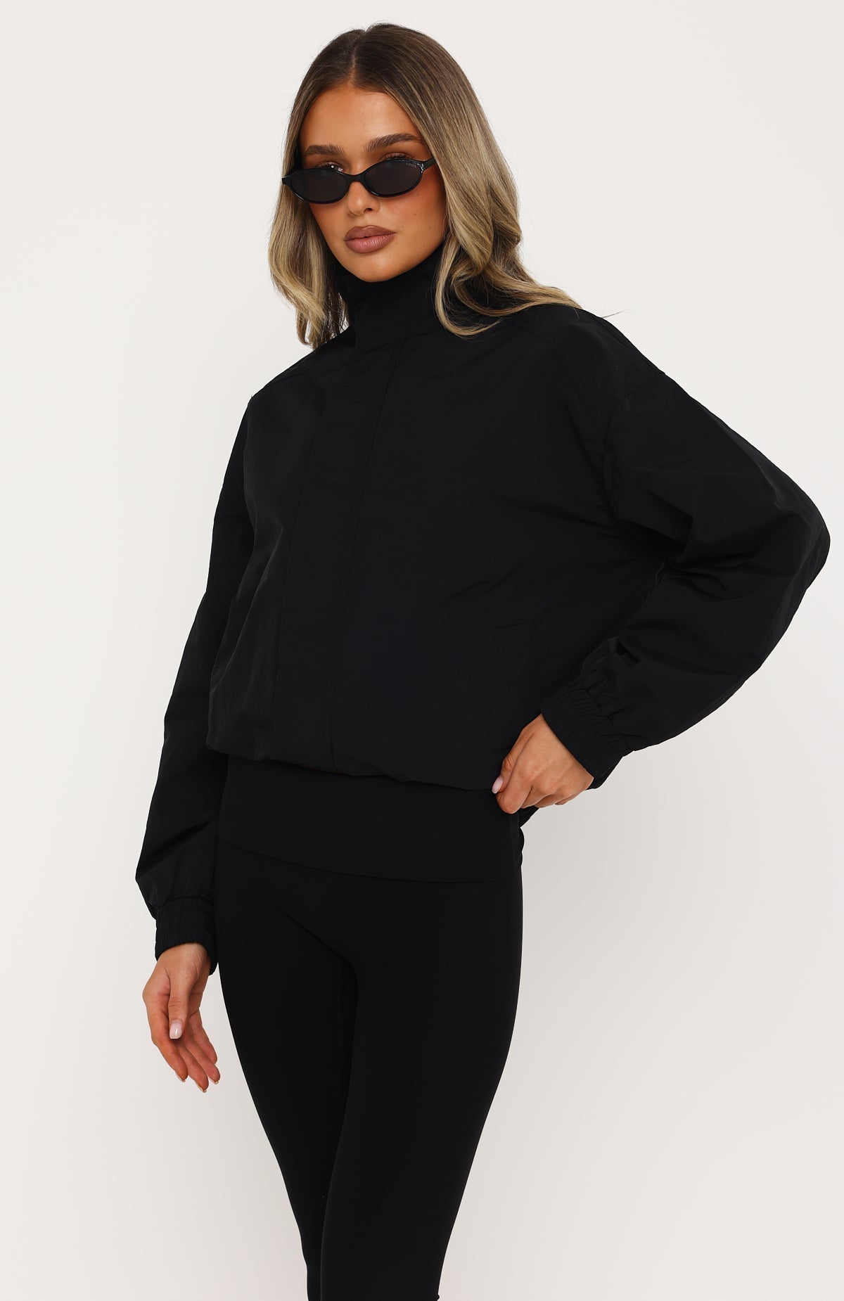 White Fox Cool Vibe Funnel Neck Jacket Black