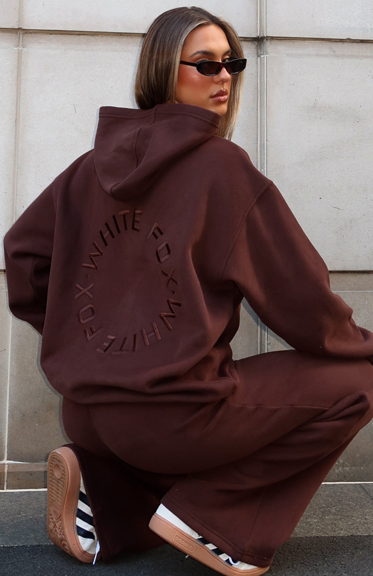 White Fox Stay Lifted Oversized Hoodie Bitter Chocolate