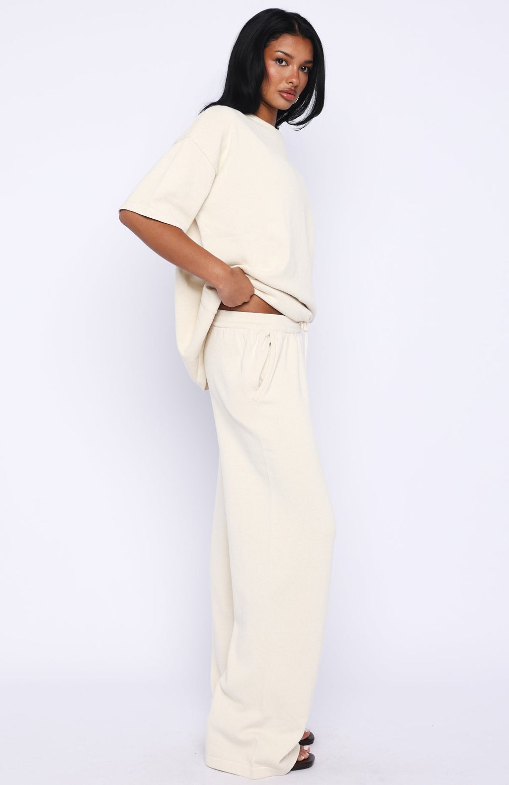 White Fox Rare Catch Knit Pants Cream