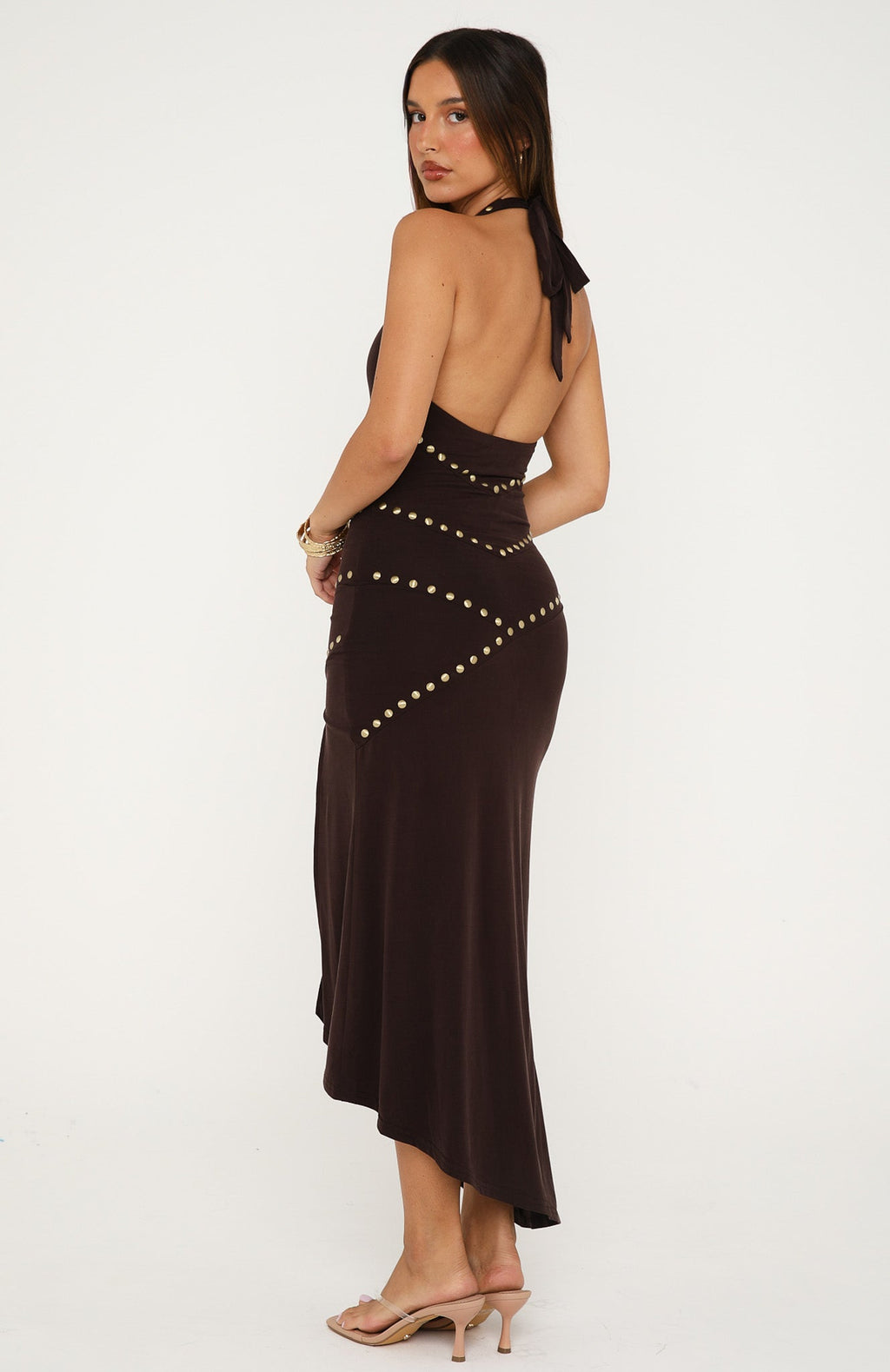 White Fox Hot To Handle Midi Dress Chocolate