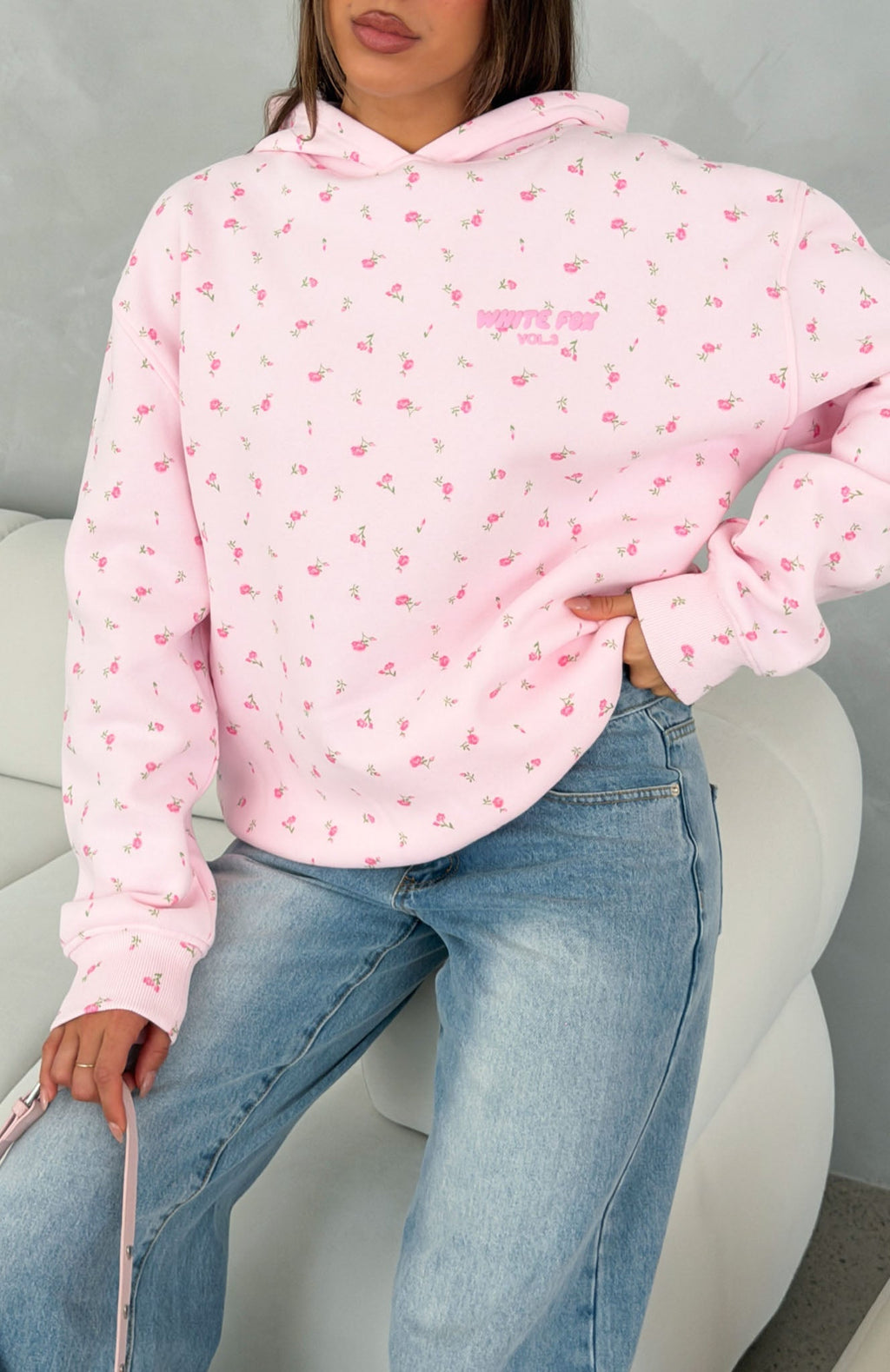 White Fox Offstage Printed Oversized Hoodie Posy Ditsy