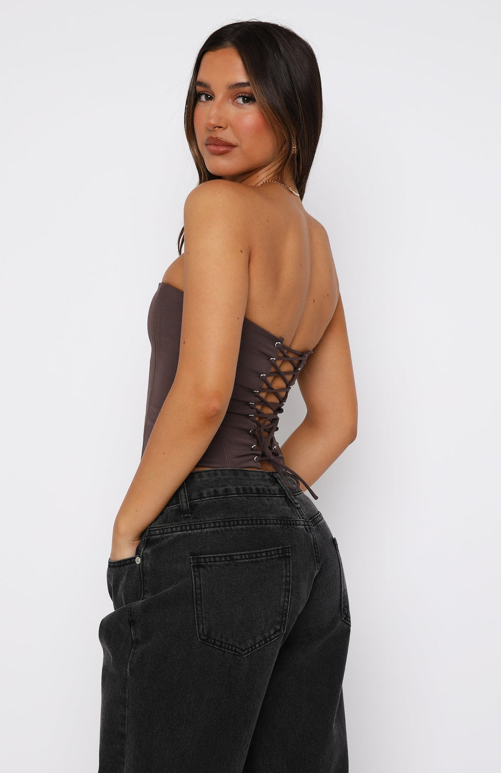 White Fox Let It Go Strapless Bustier Chocolate