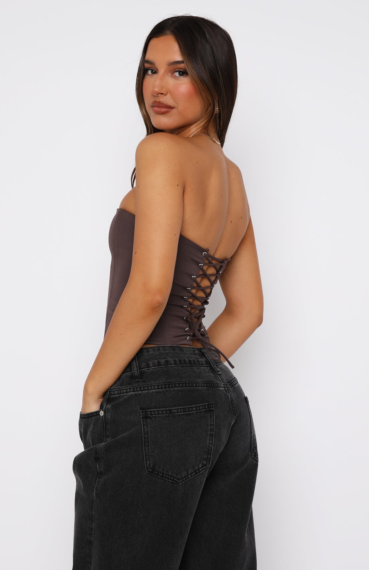 White Fox Let It Go Strapless Bustier Chocolate