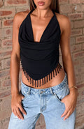 White Fox Eyes For You Halter Top Black