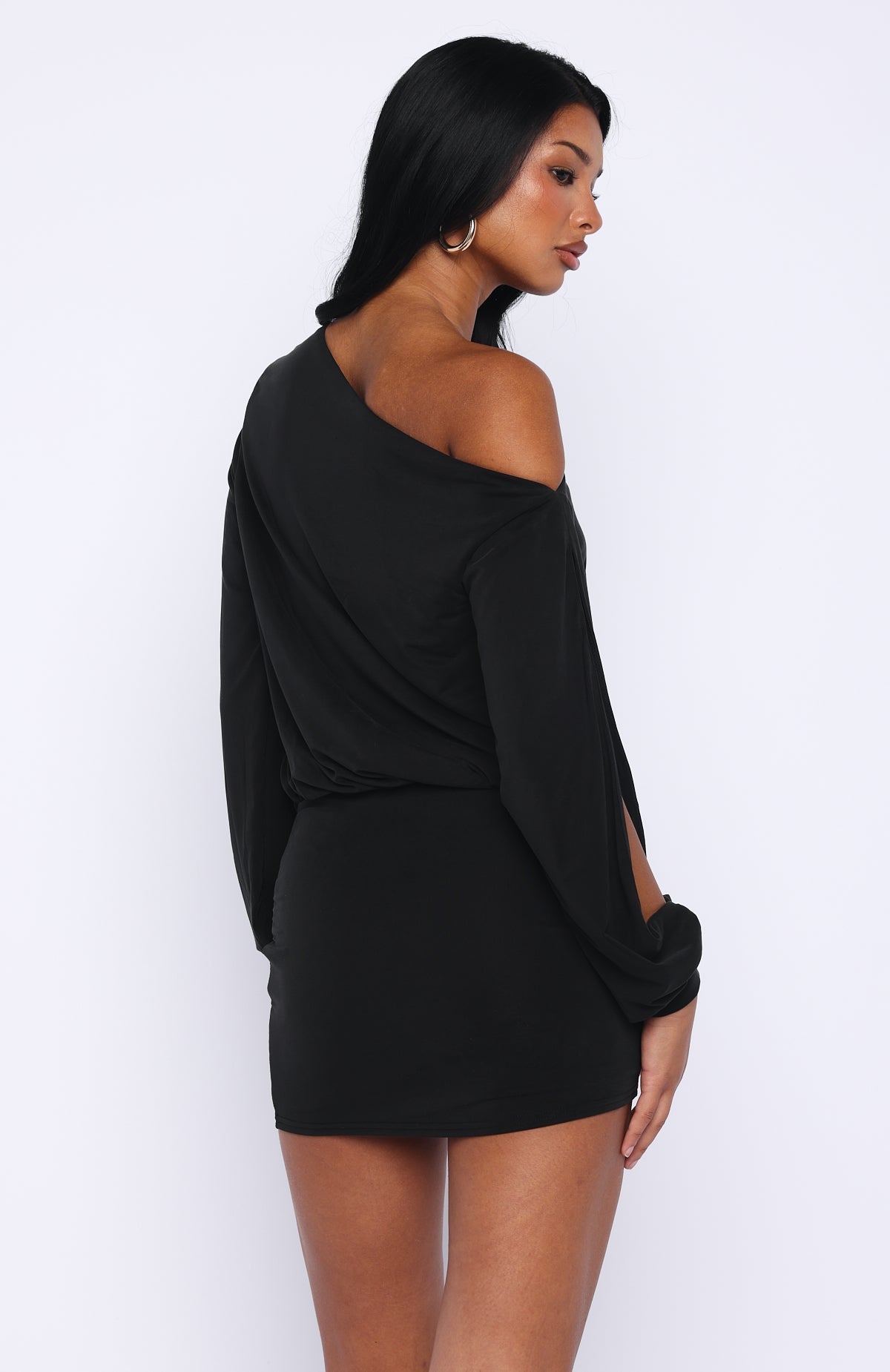 White Fox The Duchess Long Sleeve Mini Dress Black