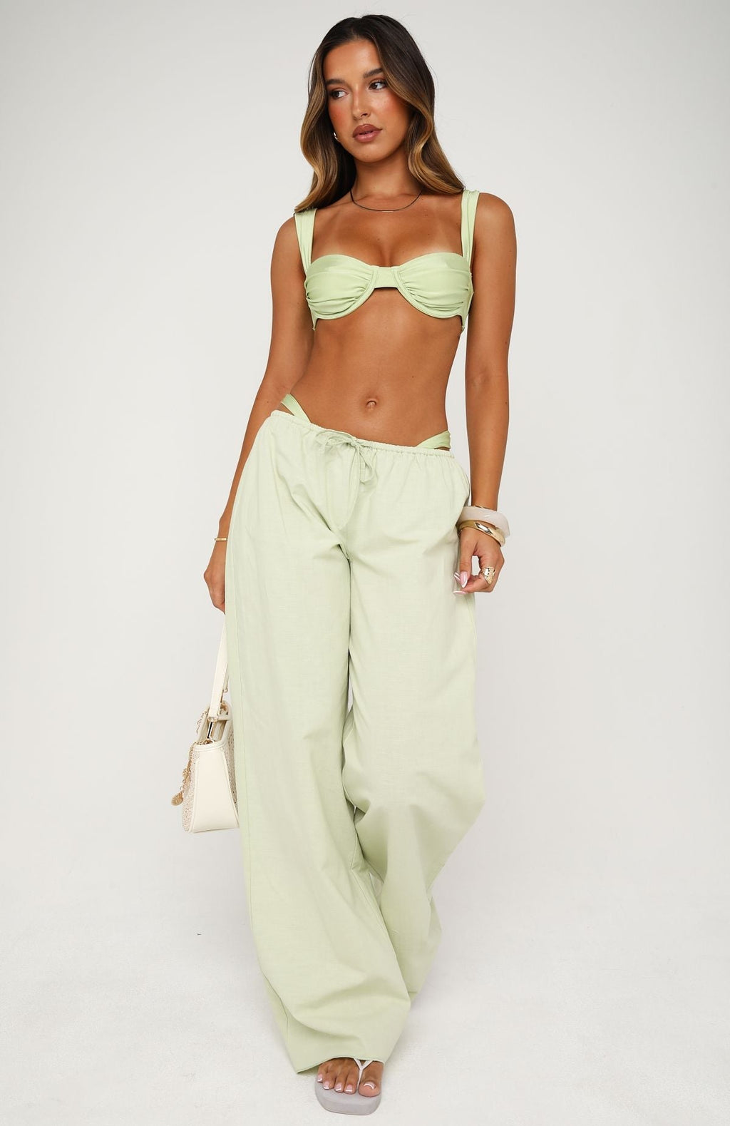 White Fox Lover's Refresh Linen Pants Pistachio