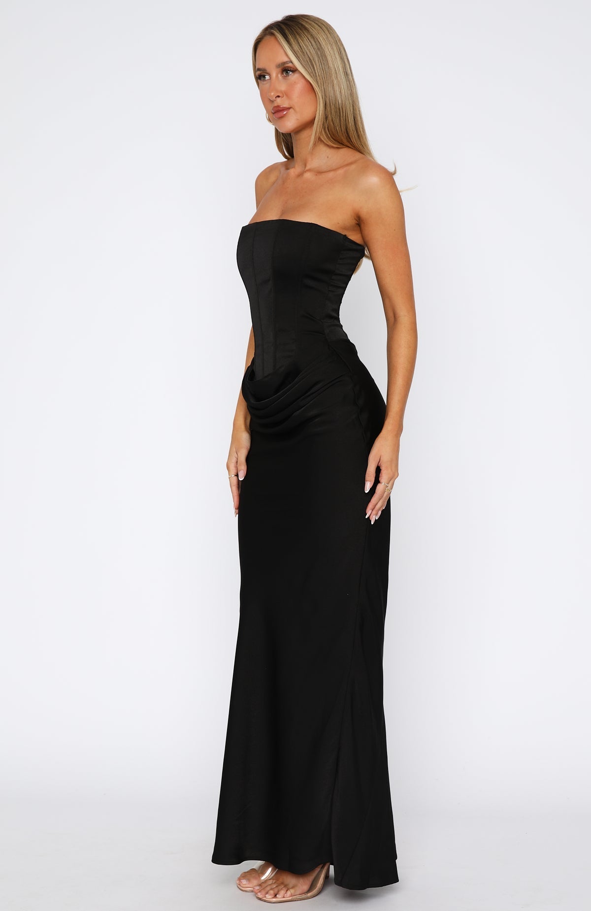 White Fox Love This Feeling Maxi Dress Black