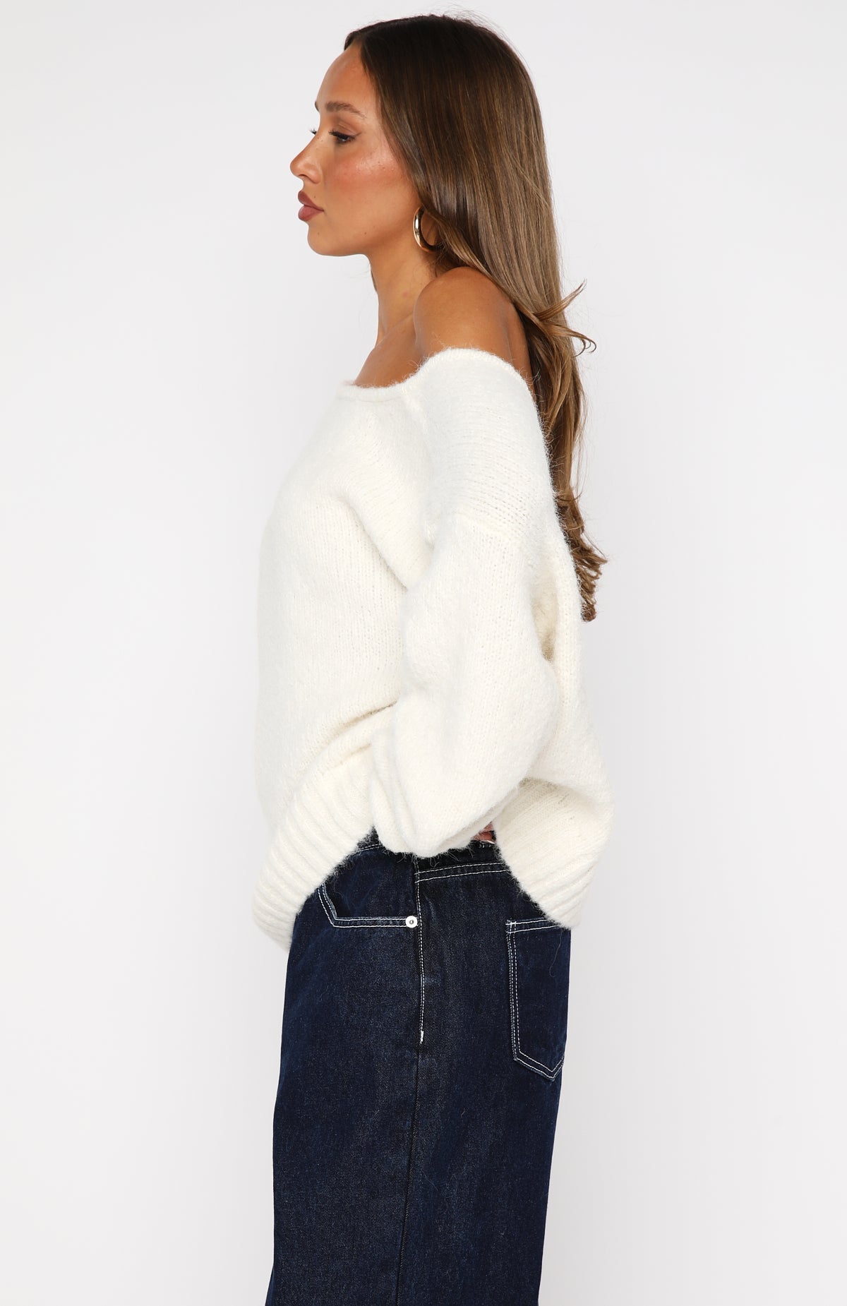 White Fox Softer Love Knit Sweater Off White