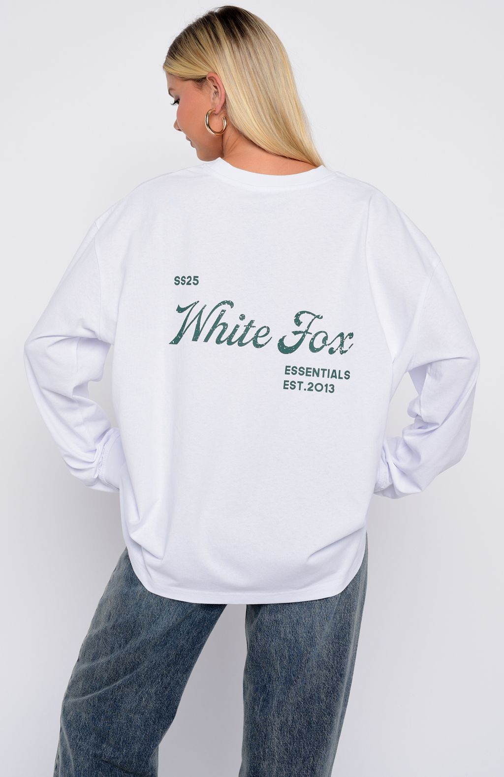 White Fox The Good Life Back Long Sleeve Tee White