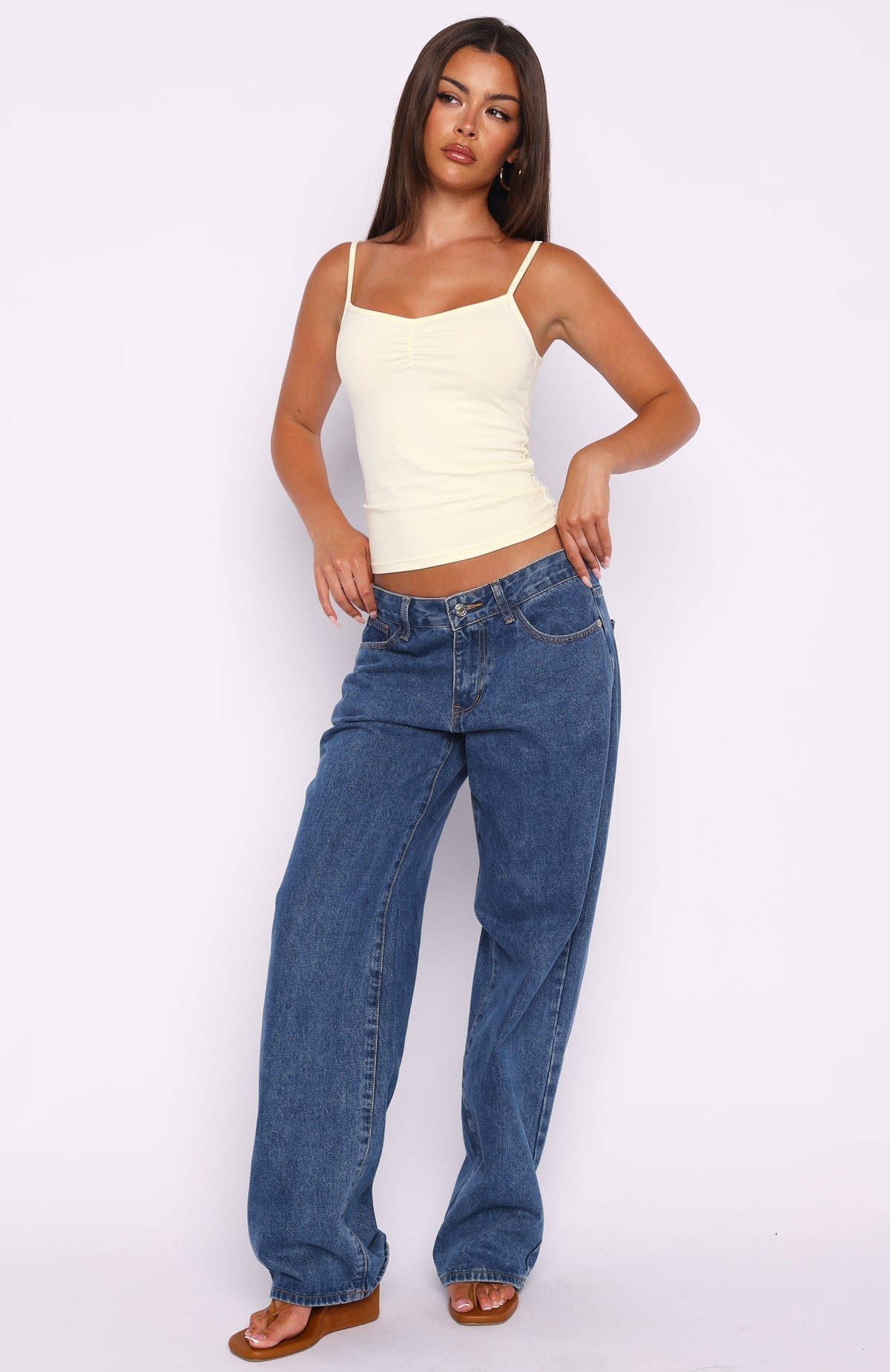 White Fox Keeping It Cute V Neck Cami Top Lemon