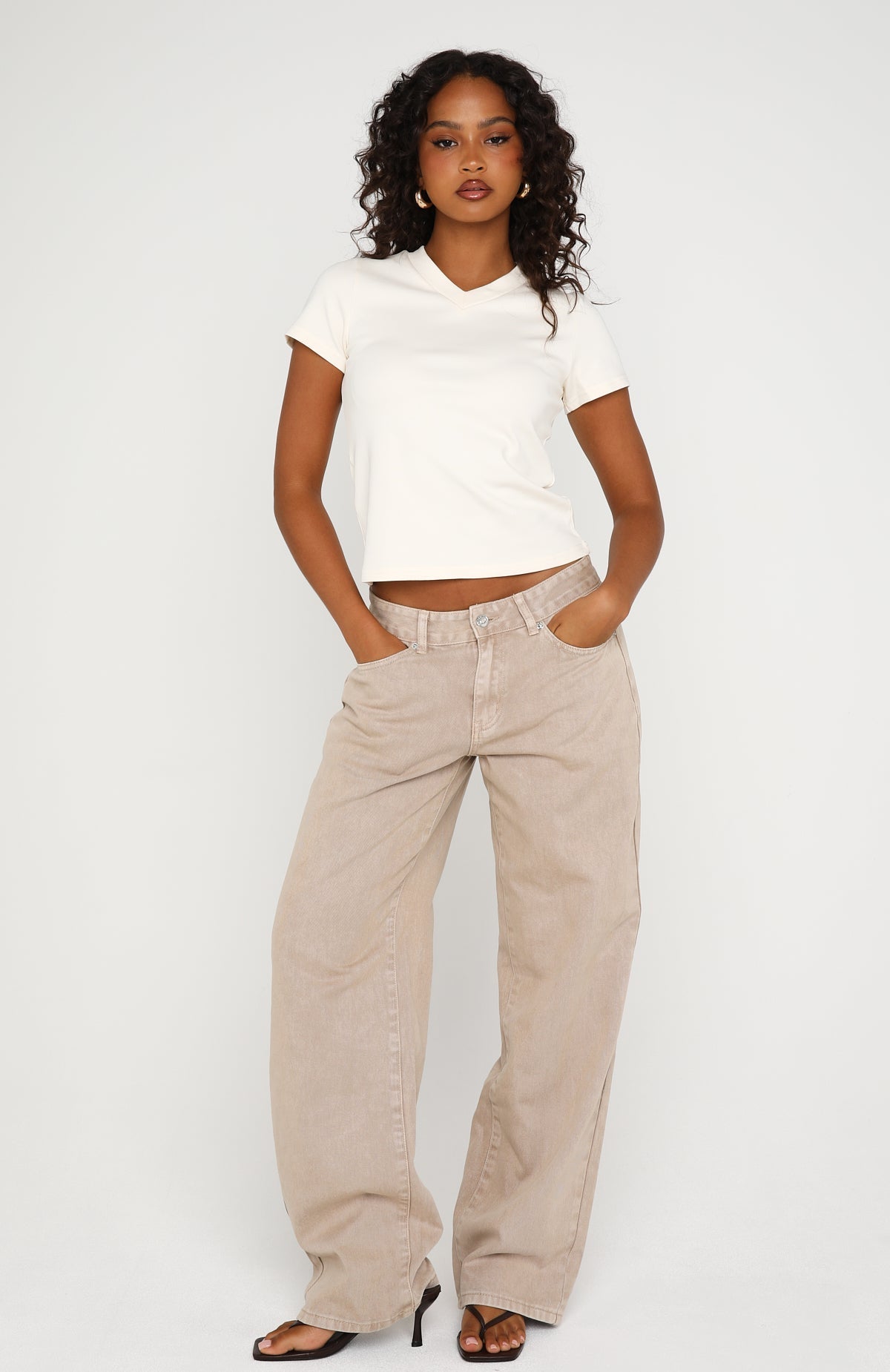 White Fox On The Hunt V Neck Top Off White