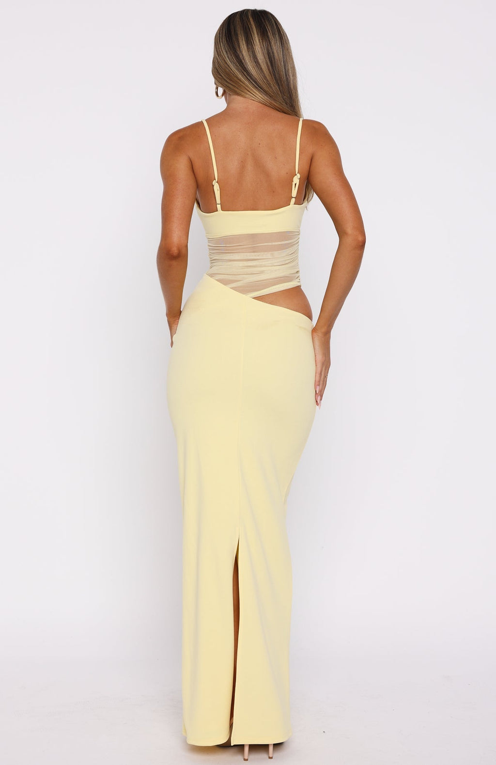White Fox Call Me Up Maxi Dress Lemon