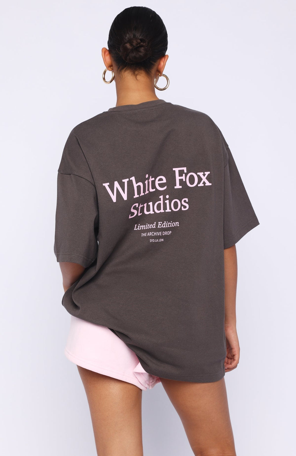 White Fox Midnight Chill Oversized Tee Charcoal