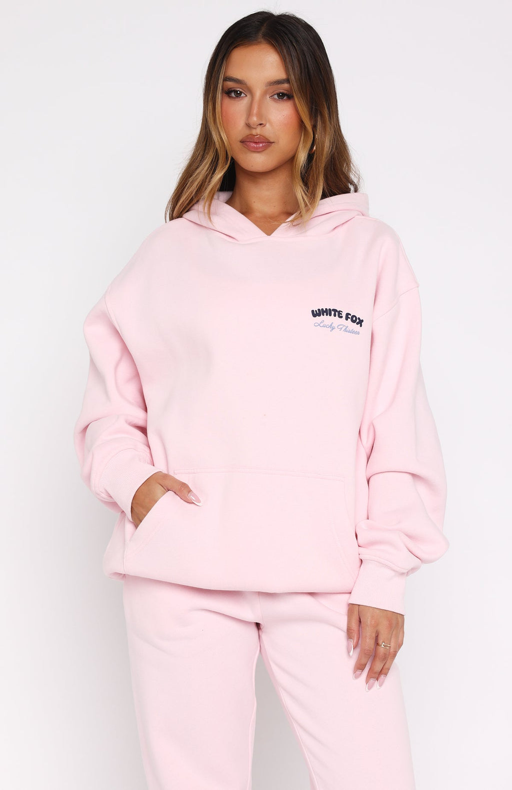White Fox Lucky Thirteen Cheyenne Oversized Hoodie Soft Pink