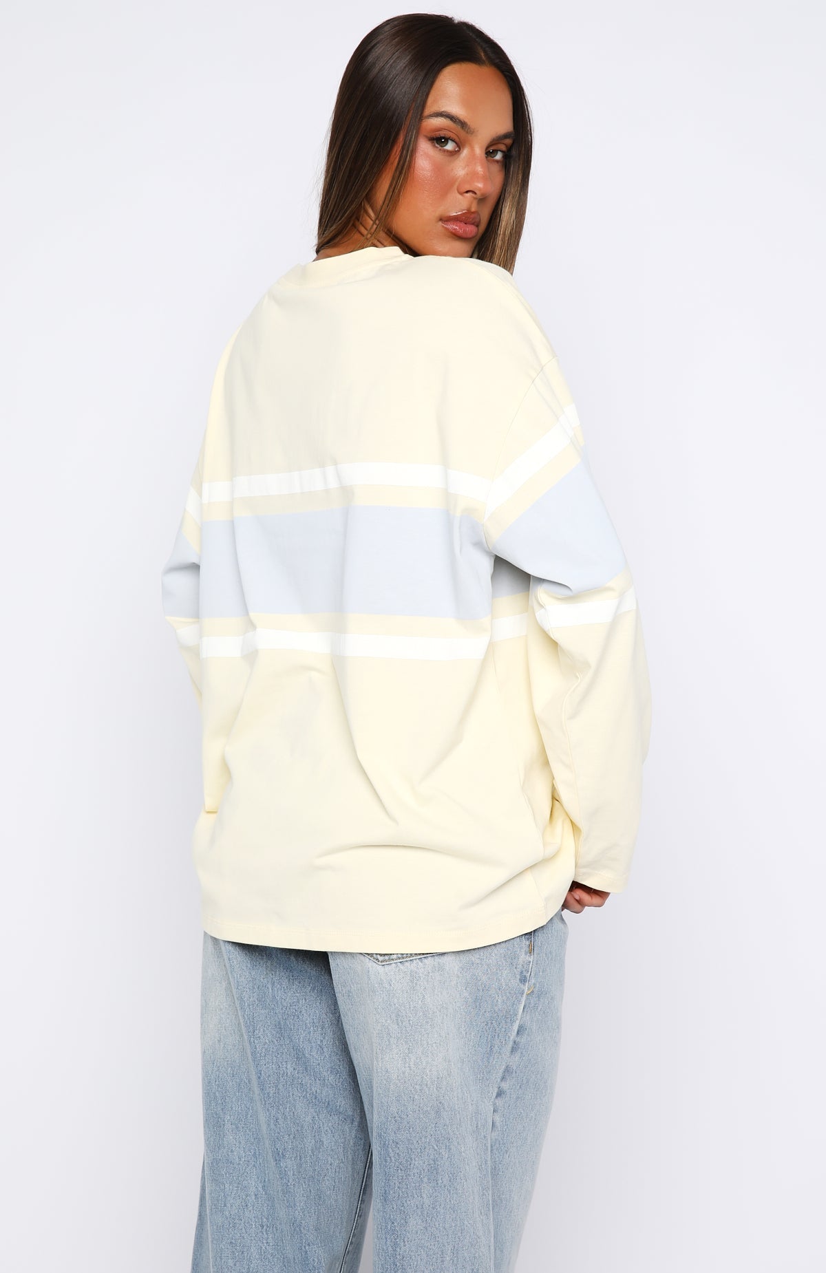White Fox Bad Timing Oversized Long Sleeve Tee Lemon