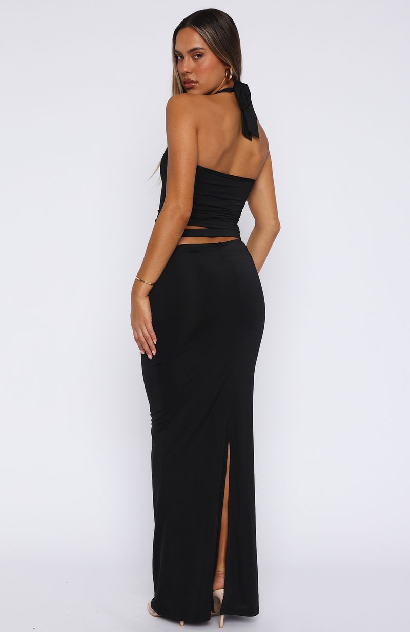 White Fox Broken Hearted Maxi Skirt Black