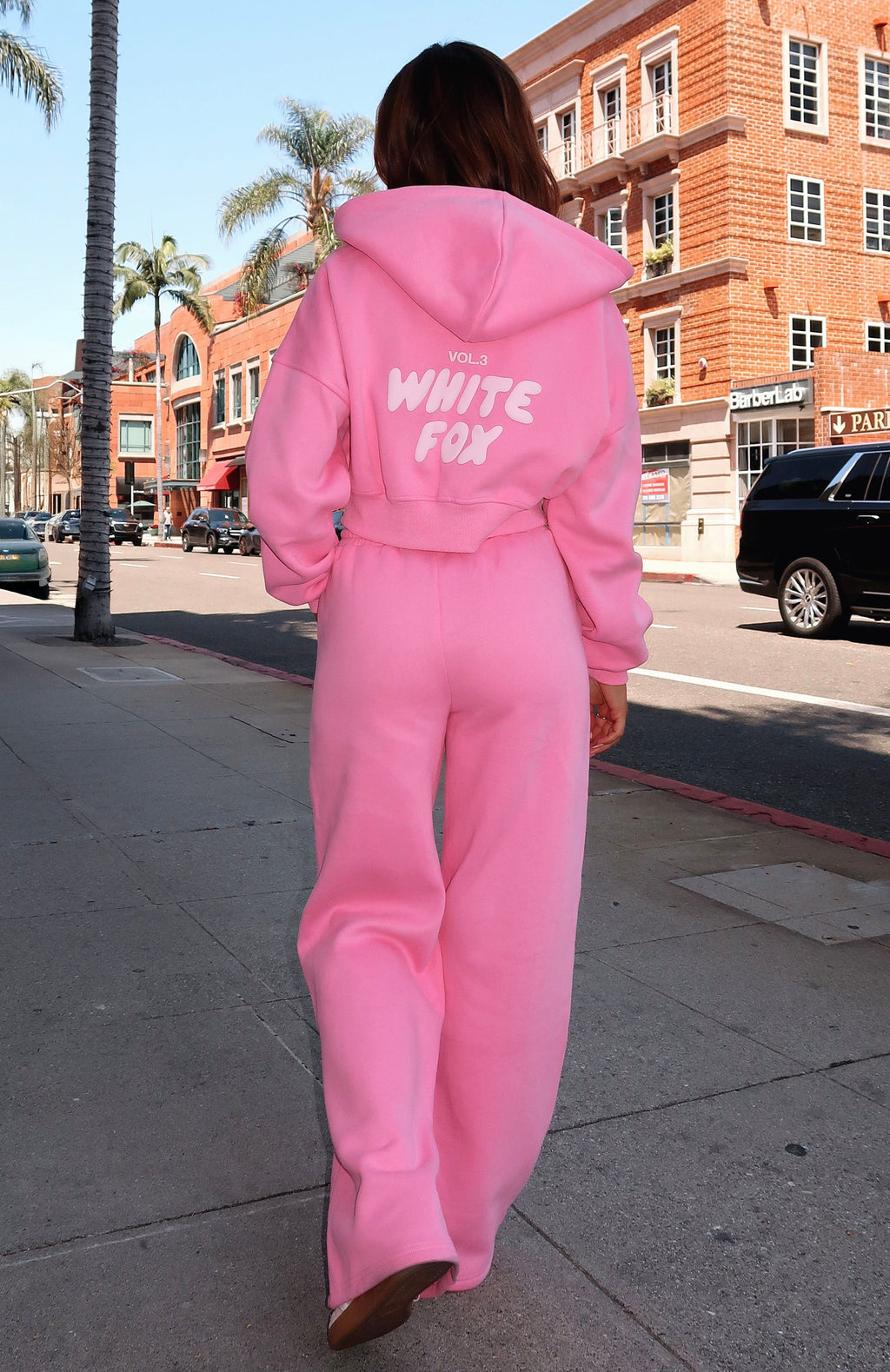 White Fox Offstage Cropped Zip Hoodie Bubblegum