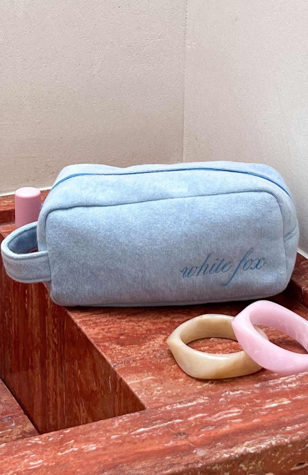 White Fox Lillian Cosmetic Bag Baby Blue