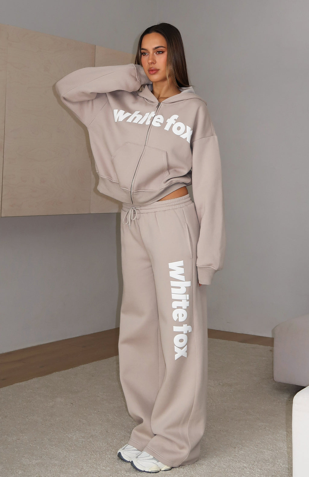 White Fox From The Archives Kenzie Wide Leg Sweatpants Moon
