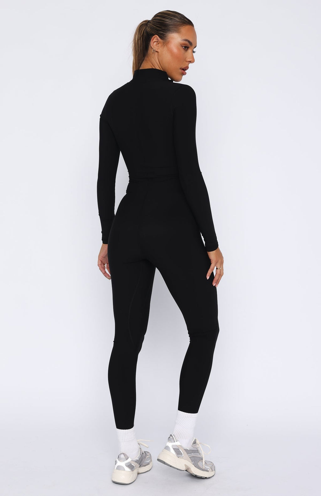 White Fox Exceed Long Sleeve Jumpsuit Black