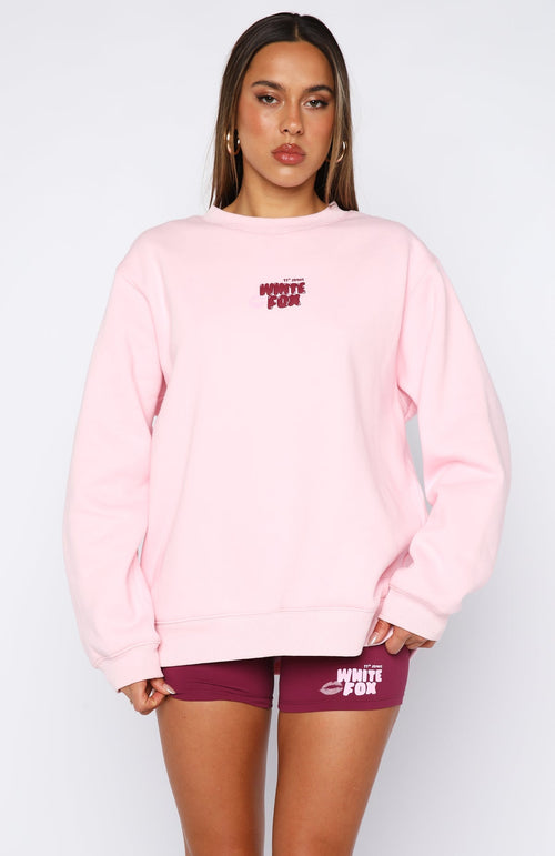White Fox 11th Street Sweet Kisses Oversized Sweater Pink Sugar