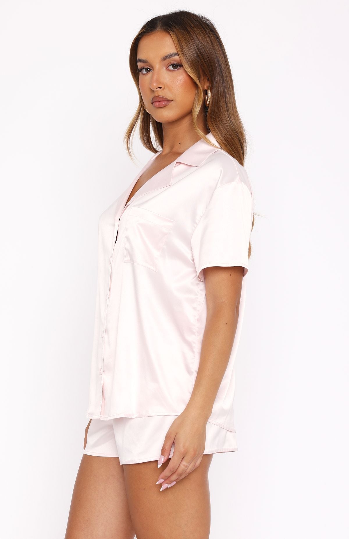 White Fox Dreamscape Satin Pyjama Set Baby Pink