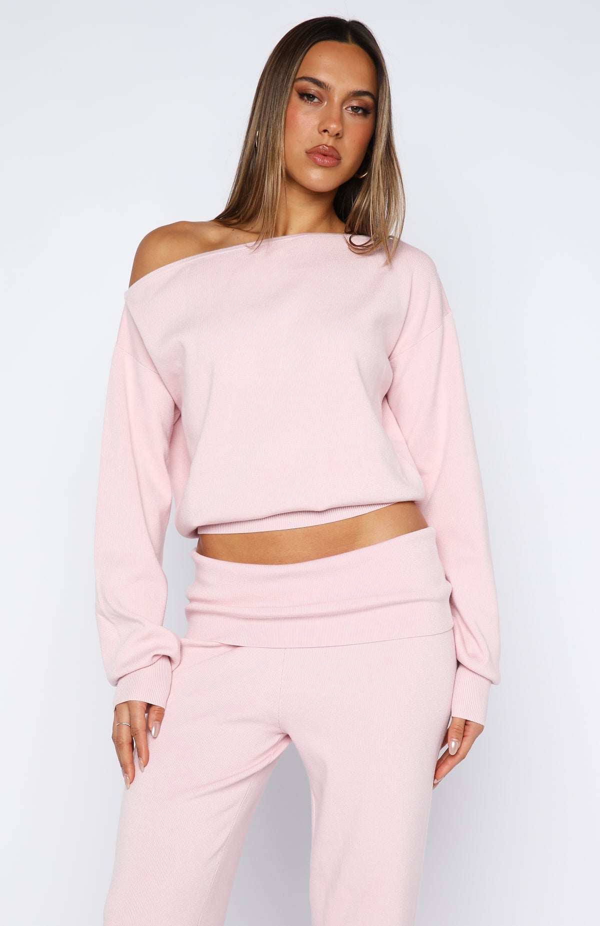 White Fox Can't Find The Words Knit Sweater Pink