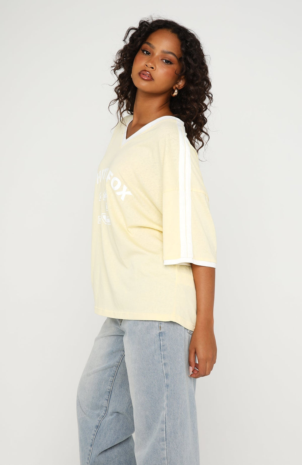 White Fox Sweet Vibe Oversized Sports Tee Lemon
