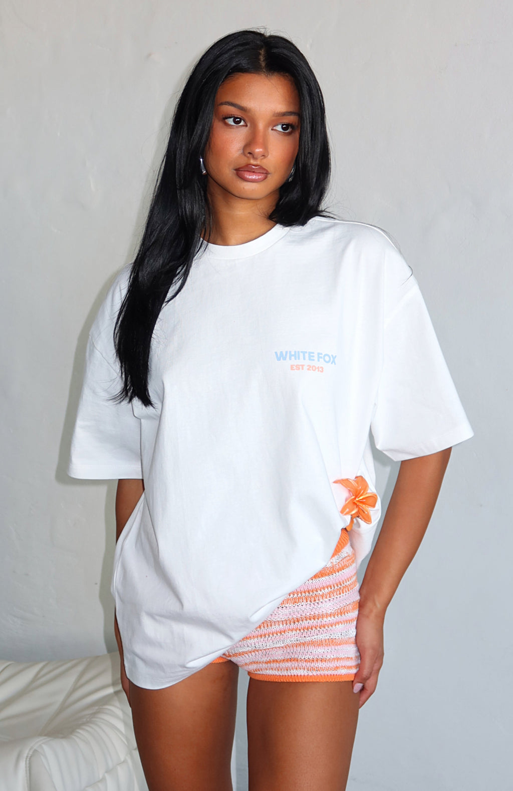 White Fox Care For You Oversized Tee White