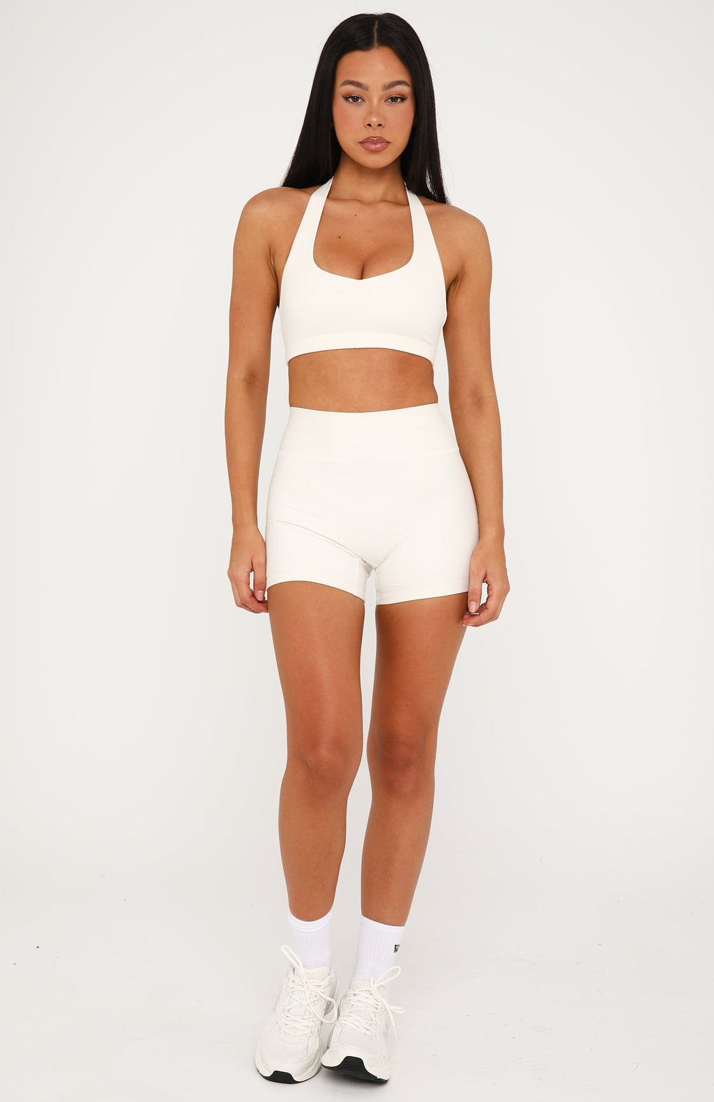 White Fox Keep Moving High Waisted Shorts Cream
