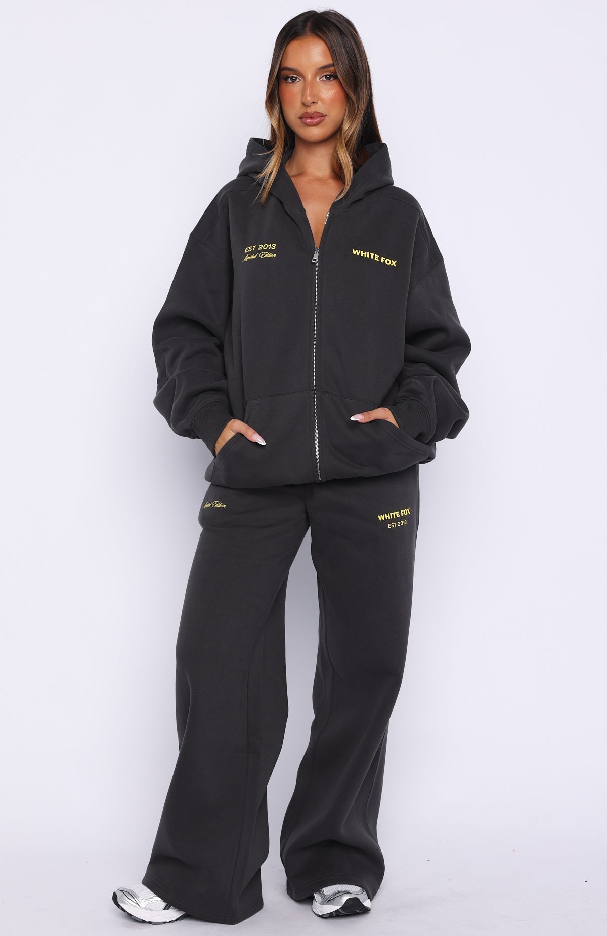 White Fox Proving Myself Wrong Wide Leg Sweatpants Charcoal