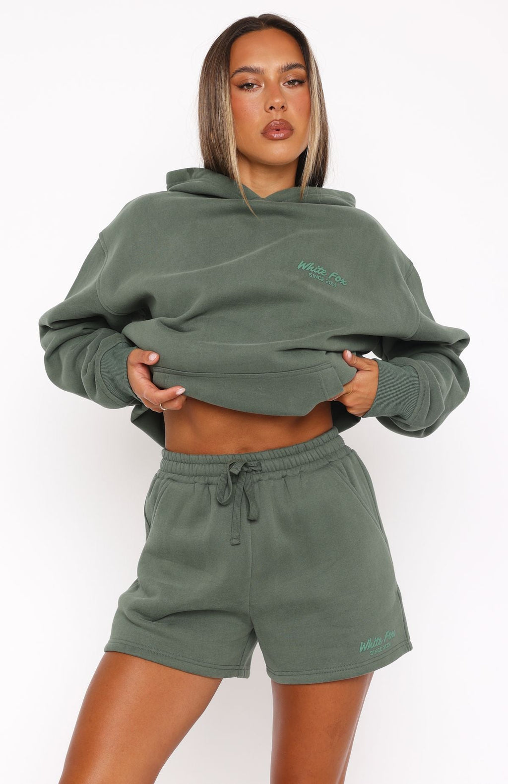 White Fox Leisure Edition Lounge Shorts Dark Green