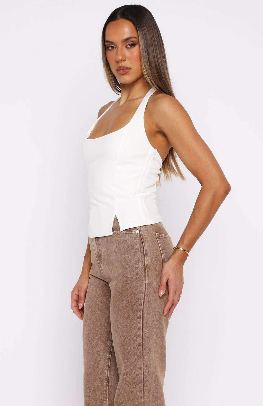 White Fox I'm Next Halter Top Off White