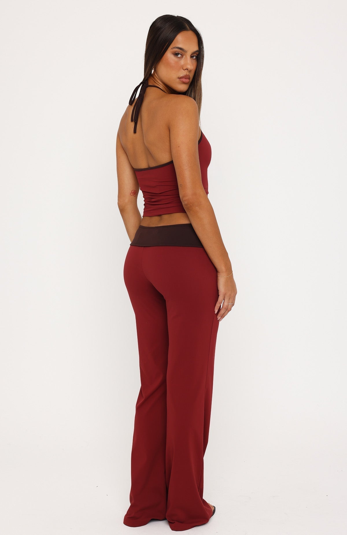White Fox Glow Game Flare Pants Red