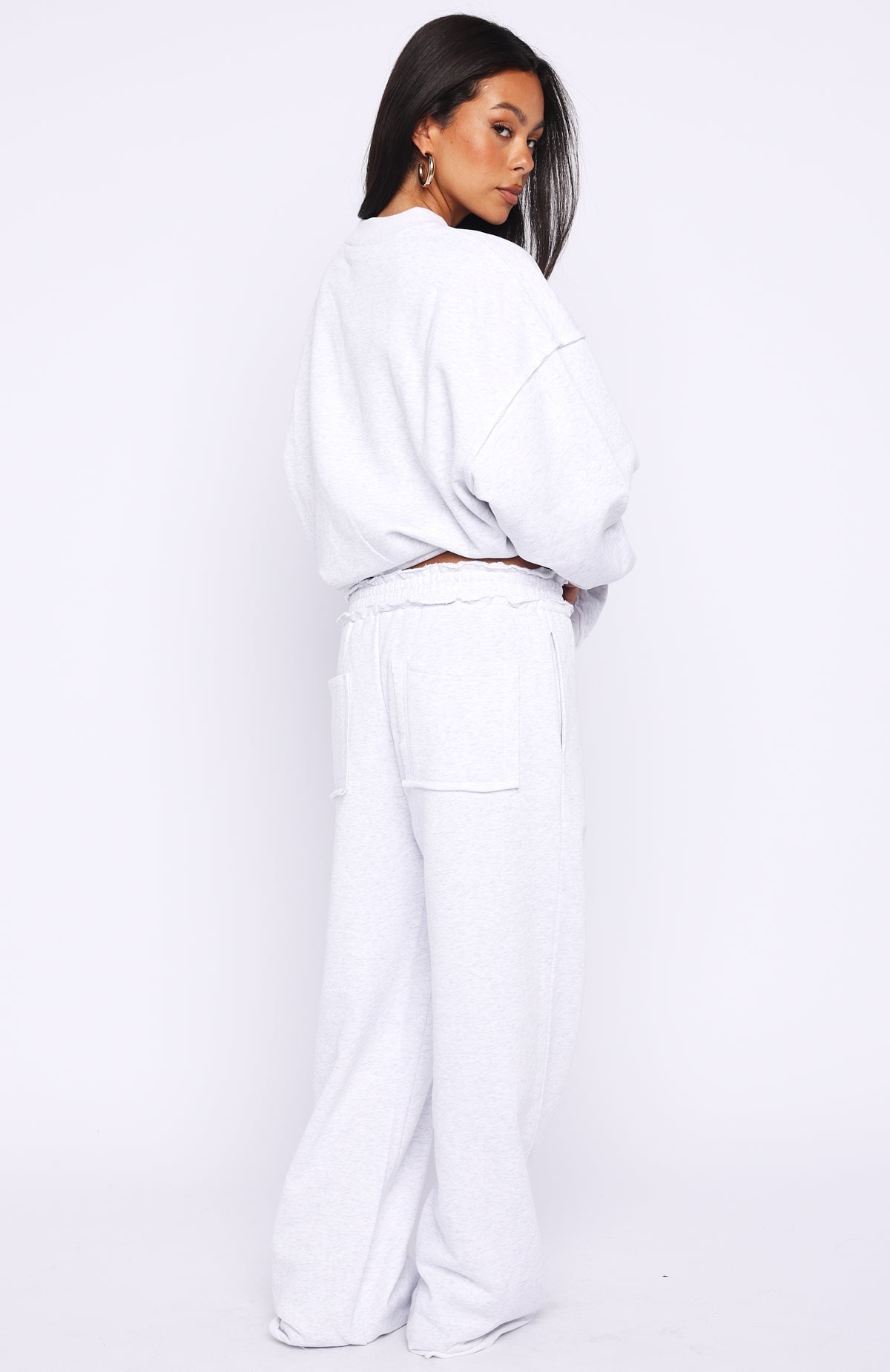 White Fox On My Own Terms Wide Leg Sweatpants Grey Marle